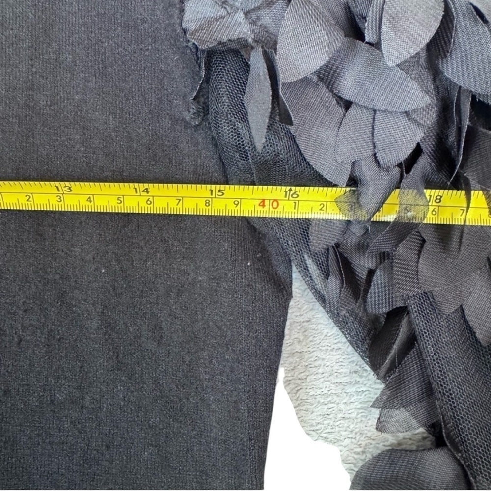 Sioni Black Petal Frill Sleeve Ruffle Neck Woman’s Sweater Size Small - Picture 13 of 13